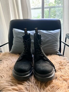 Dr. Martens Black Suede Leather Combat Boots